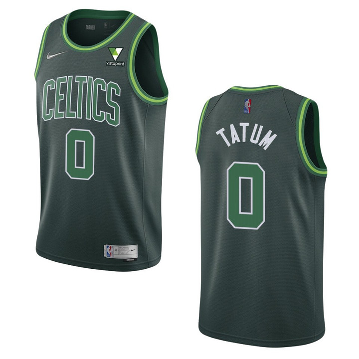 Boston Celtics Jayson Tatum 2021 Earned Vistaprint Patch Jersey Green