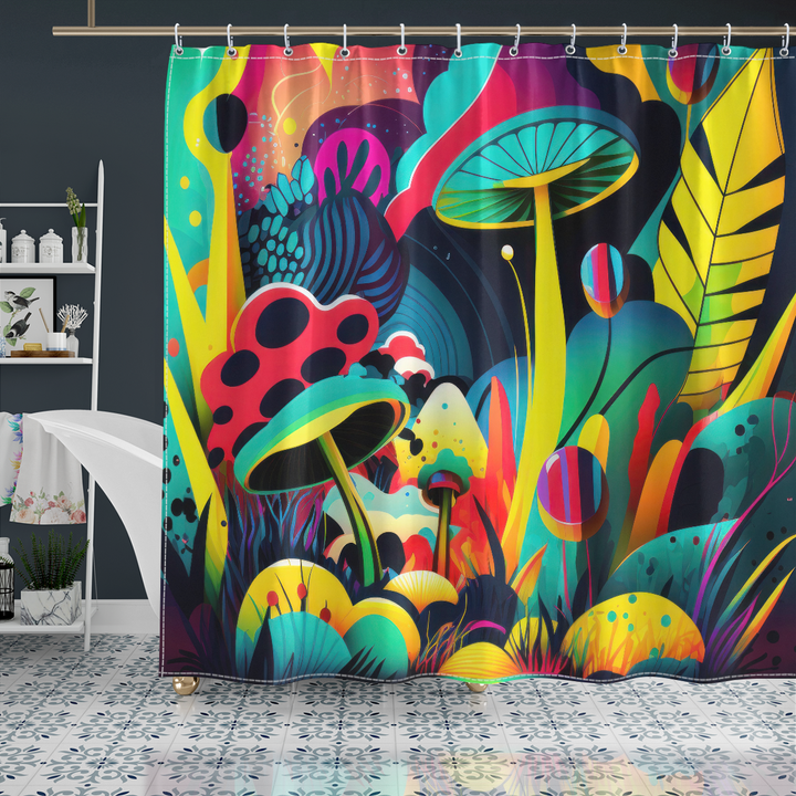 Mushroom Viber Energetic Abstract Colorfull - Shower Curtain