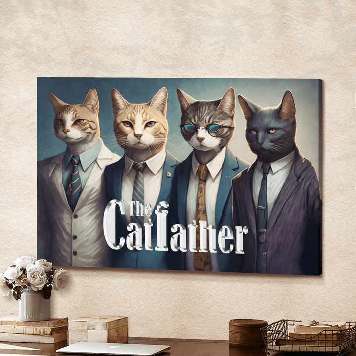 Four The Cat Father Canvas Wall Art