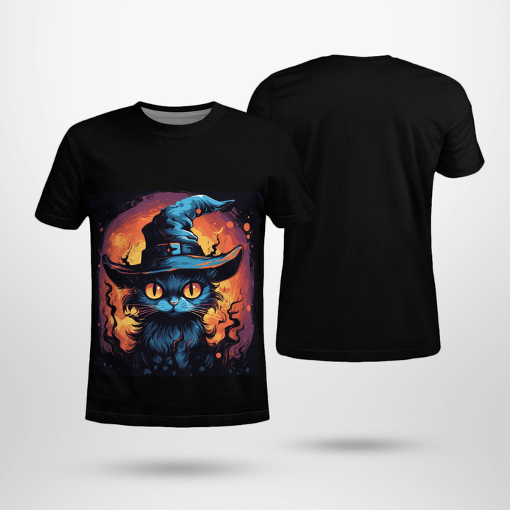 Halloween Witch Cat T-shirt