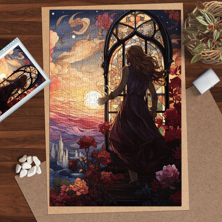 Girl Stained Glass Rapunzel Puzzle