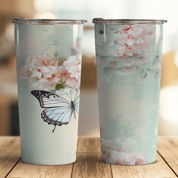 Pastel Butterfly Floral Tumbler Wrap 1