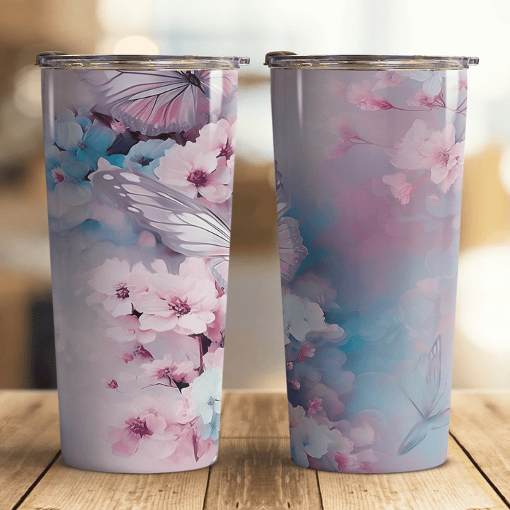 Pastel Butterfly Floral Tumbler Wrap 2