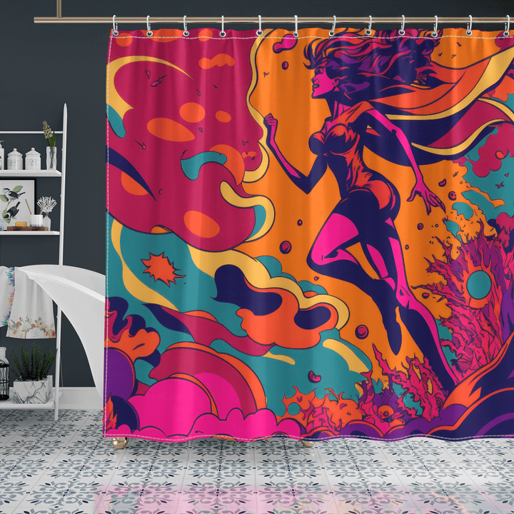 Strong Girl Viber Energetic Abstract Colorfull - Shower Curtain