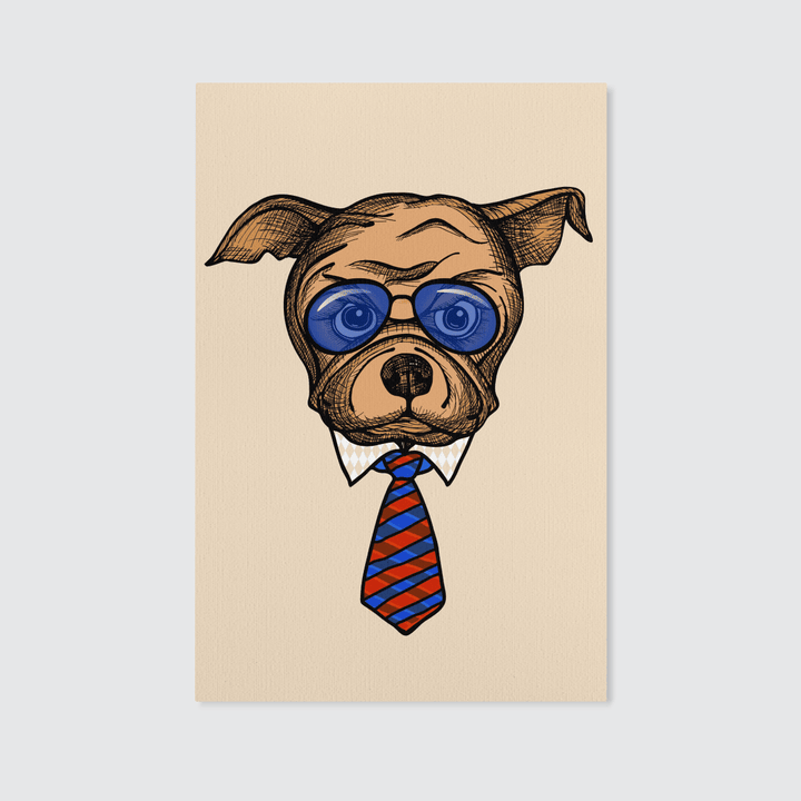 Fashion Bulldog Portrait Canvas Wall Art