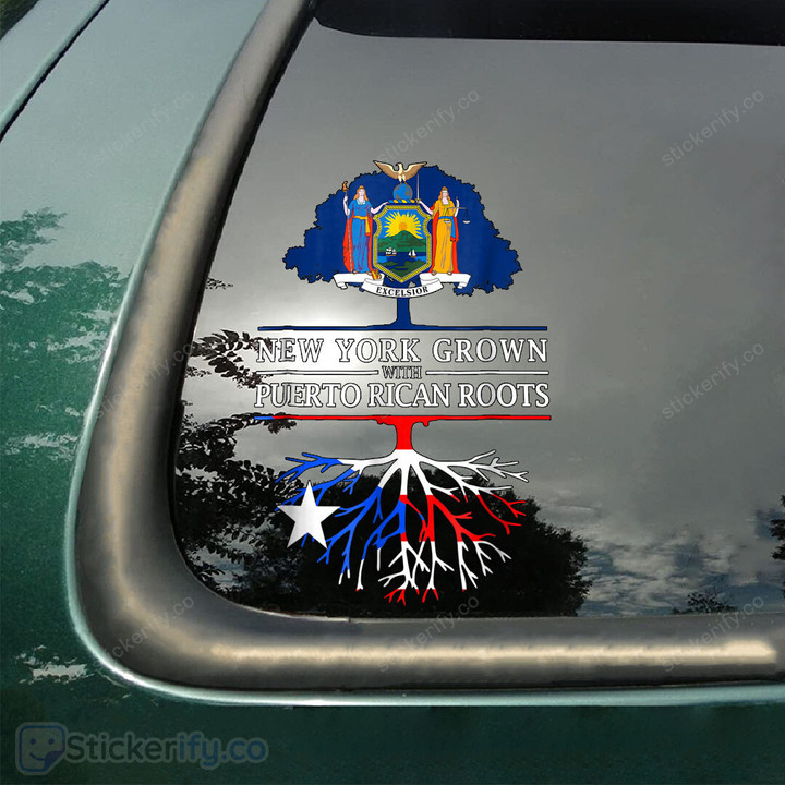 DCPRBC0021 New York Grown With Puerto Rican Roots Puerto Rico Car Decal