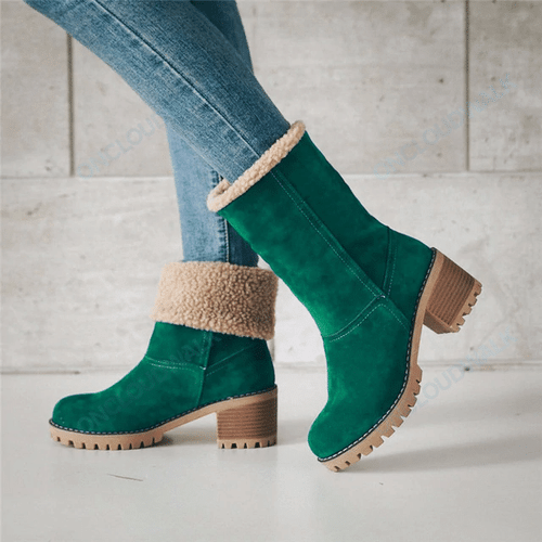 OnCloud™ Women Warm Large Size Fur Lining Square Heels Snow Boots
