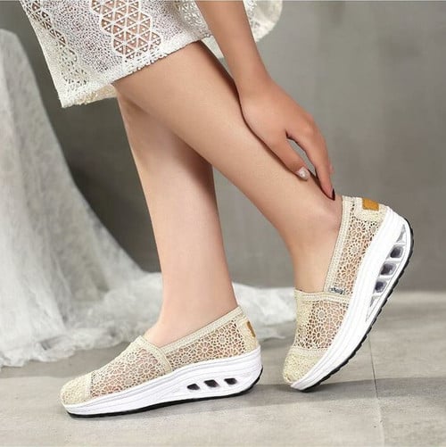 1#Premium FleekComfy Summer Lace Shoes Breathable Platform Sole Slip On Height Increasing For Women