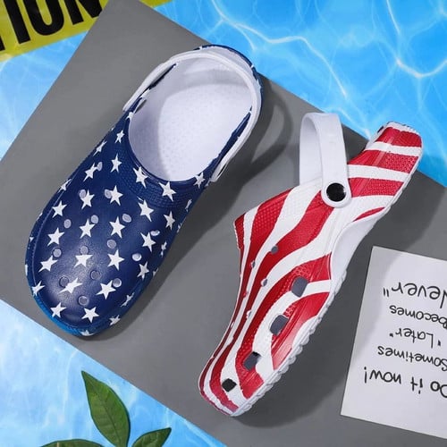 [#Happy Independence Day] OCWs™ Unisex Waterproof Big Size Massage National Flag Clogs For Summer 2021
