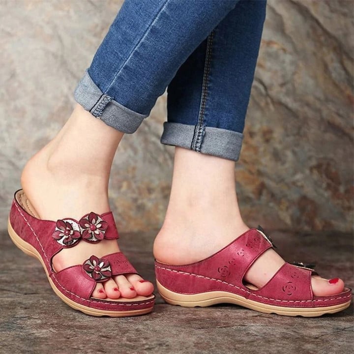 FleekComfy™ Premium Handicraft Open Toe Charming Fancy Flower Women Sandals