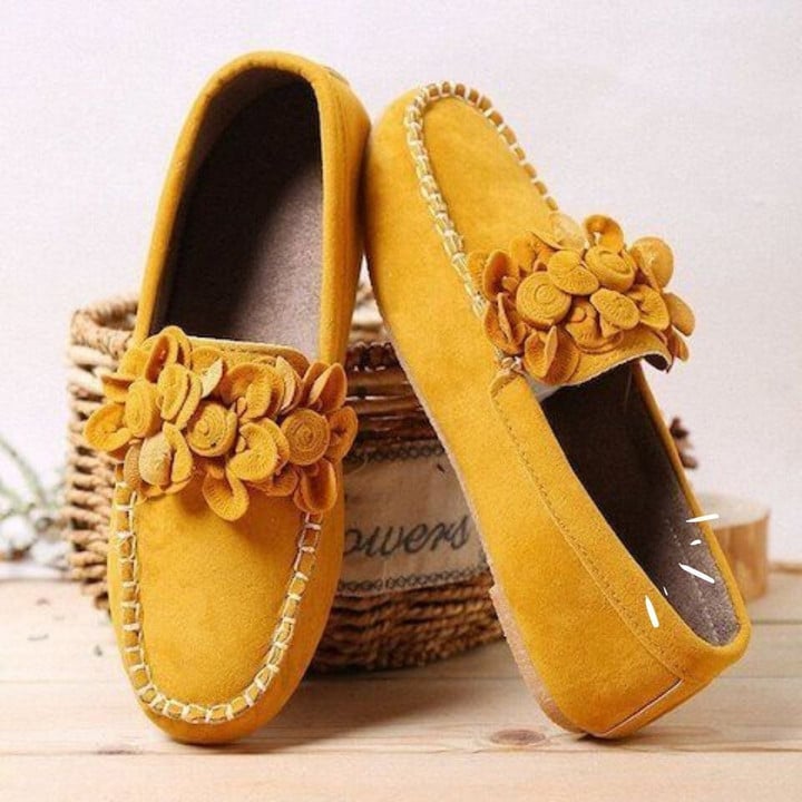 #Classic2021 Women Flower Decor Loafers Soft Bottom Female Faux Leather Sandals For Women