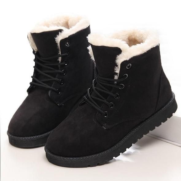 Women Warm Fur Waterproof Ankle Snow Boots
