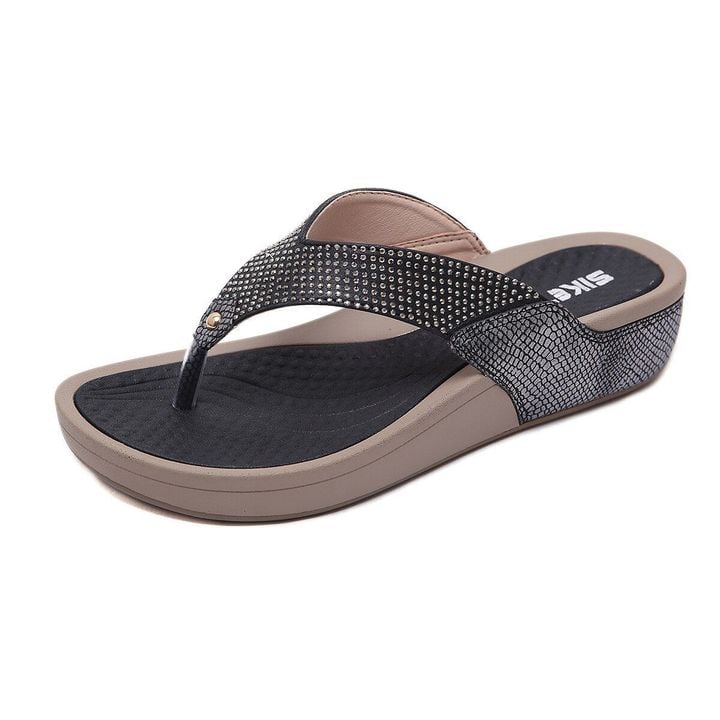 Women Shiny Rhinestone Comfortable Soft Sole Casual Flip Flops Slide Sandals