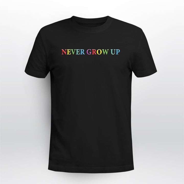 never grow up embroidered shirt