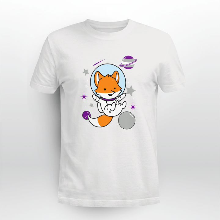 graysexual fox in space graysexual pride shirt