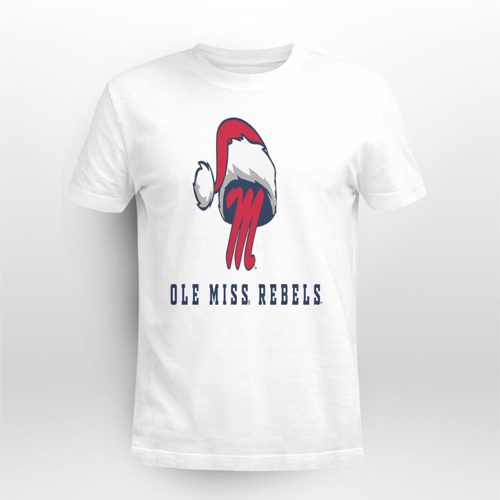 ole miss rebels logo with santa hat unisex short sleeve shirt