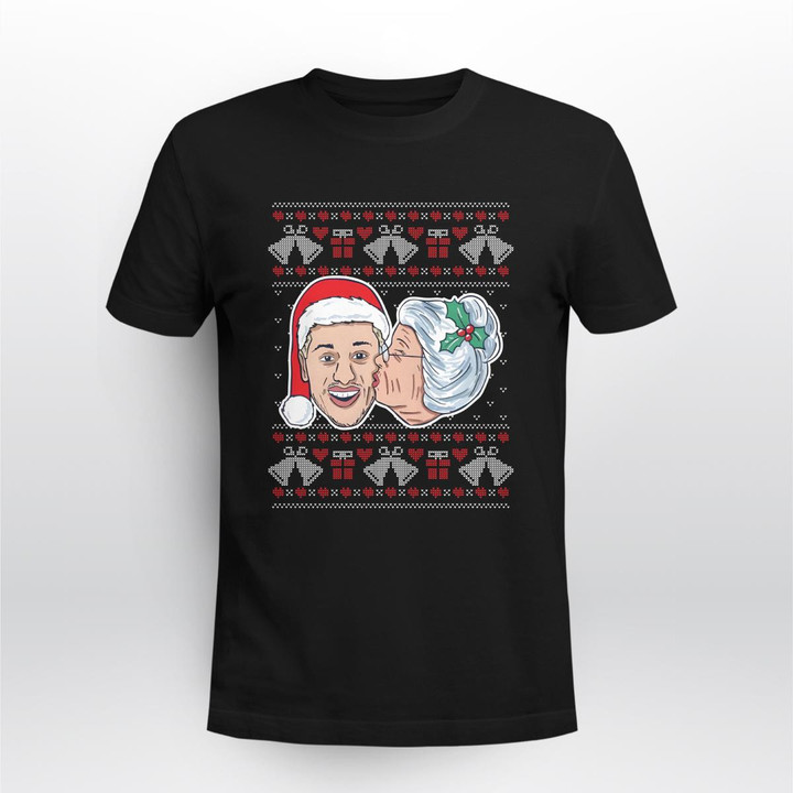 kissing mrs claus ugly sweater shirt