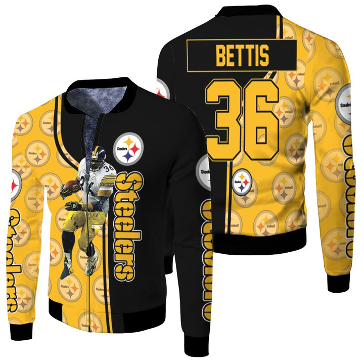 NFL Jerome Bettis Pittsburgh Steelers Player No 36 Jersey Fleece Bomber Jacket