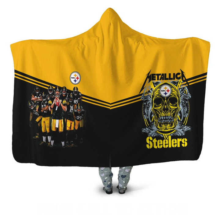 Pittsburgh Steelers Great Players team Metal Steelers Jersey 2020 NFL season Hooded Blanket