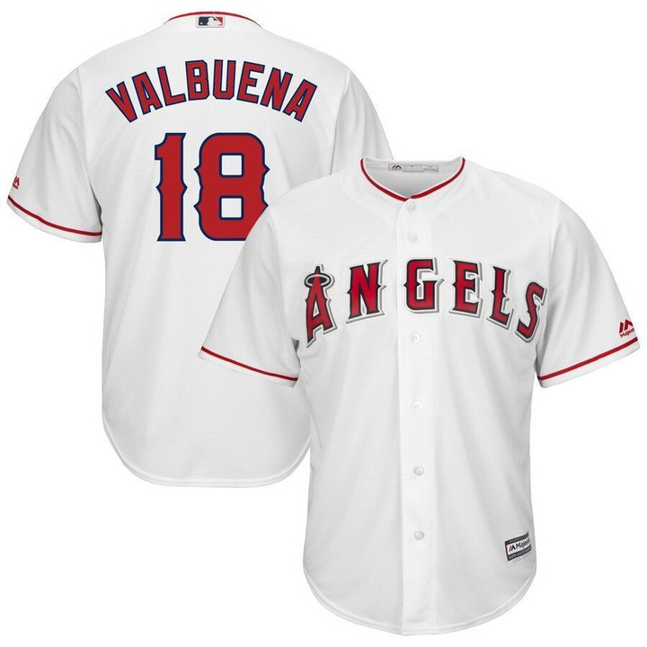 Luis Valbuena Los Angeles Angels Majestic Home Cool Base Player Jersey White 2019