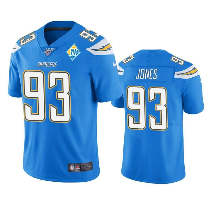 Los Angeles Chargers Justin Jones 60th Anniversary Light Blue Vapor Limited Jersey