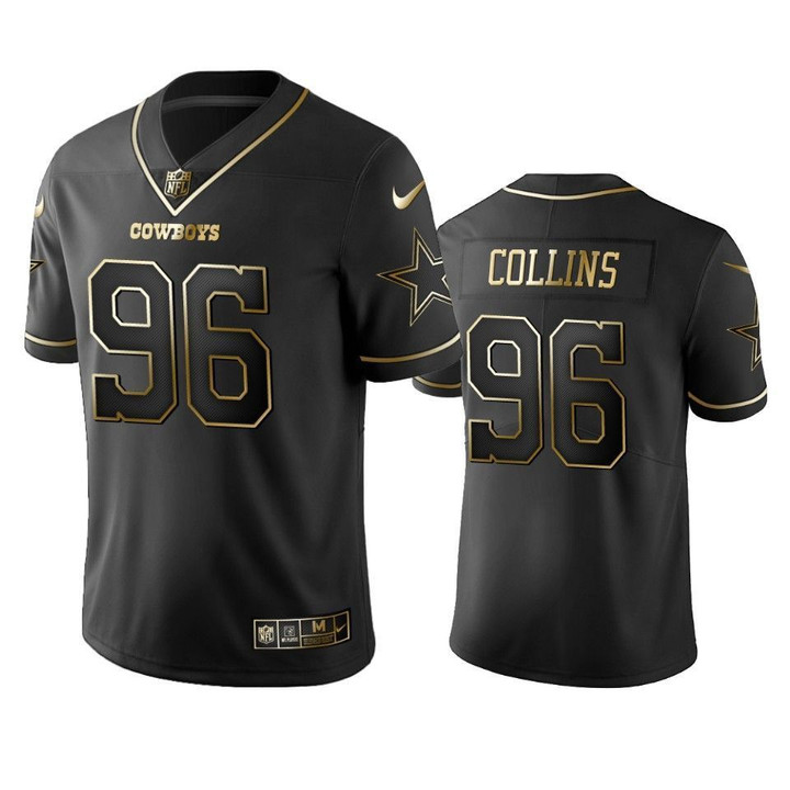 Dallas Cowboys 96 Maliek Collins Black Golden Edition Mens Jersey