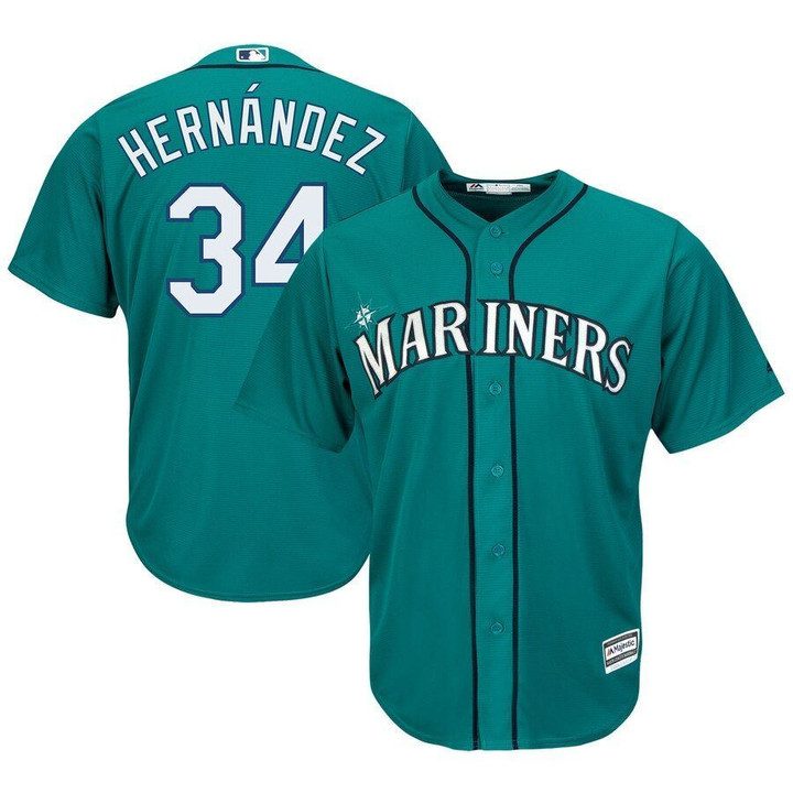 Felix Hernandez Seattle Mariners Majestic Cool Base Player Jersey Northwest Green 2019