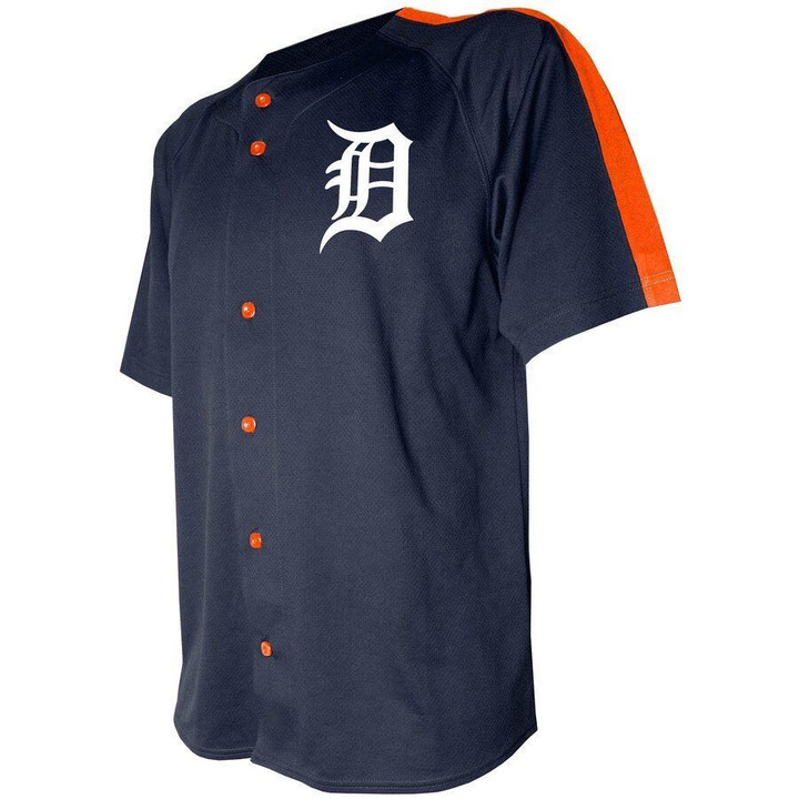 Detroit Tigers Stitches Youth Logo Button-Down Jersey Navy