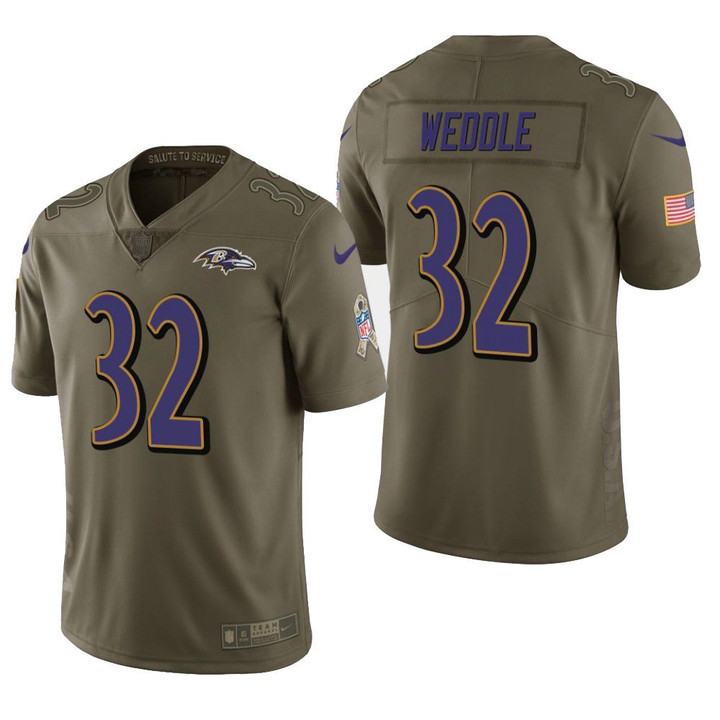 Baltimore Ravens Eric Weddle Salute to Service Limited Olive Mens Jersey