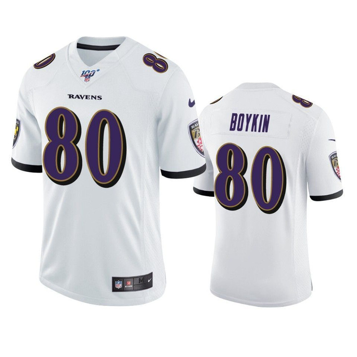 Baltimore Ravens Miles Boykin Limited White 100th Season Mens Jersey