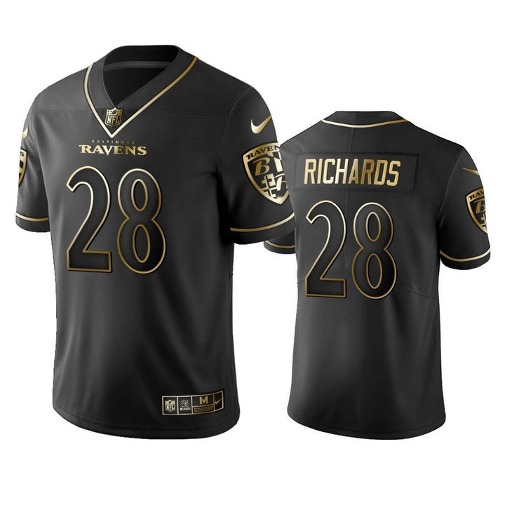 Baltimore Ravens Jordan Richards Black Golden Edition Mens Jersey