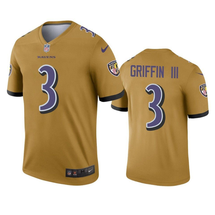 Baltimore Ravens Robert Griffin III 2019 Inverted Legend Gold Jersey