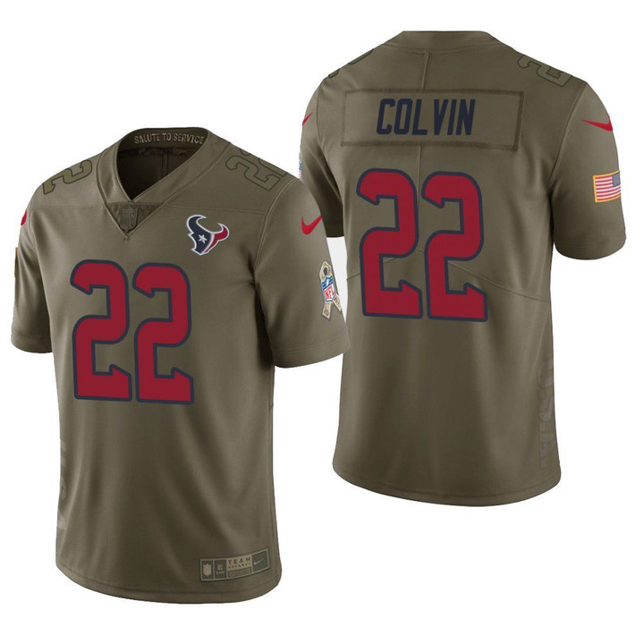 Houston Texans Aaron Colvin Salute to Service Limited Olive Mens Jersey