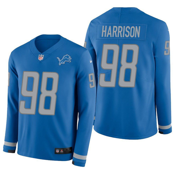 Detroit Lions Damon Harrison Therma Long Sleeve Mens Jersey Blue