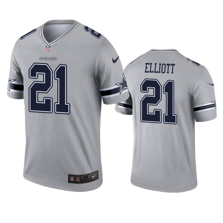 Dallas Cowboys Ezekiel Elliott 2019 Inverted Legend Gray Jersey