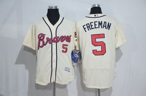 Men's Atlanta Braves #5 Freddie Freeman Cream 2016 Flex Base Majestic Stitched Mlb Jersey Mlb