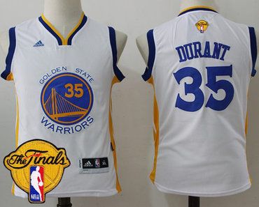 Youth Warriors #35 Kevin Durant White 2017 The Finals Patch Stitched Nba Jersey Nba