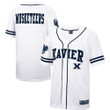 Xavier Musketeers Colosseum Free Spirited Baseball Jersey - White/Navy Ncaa