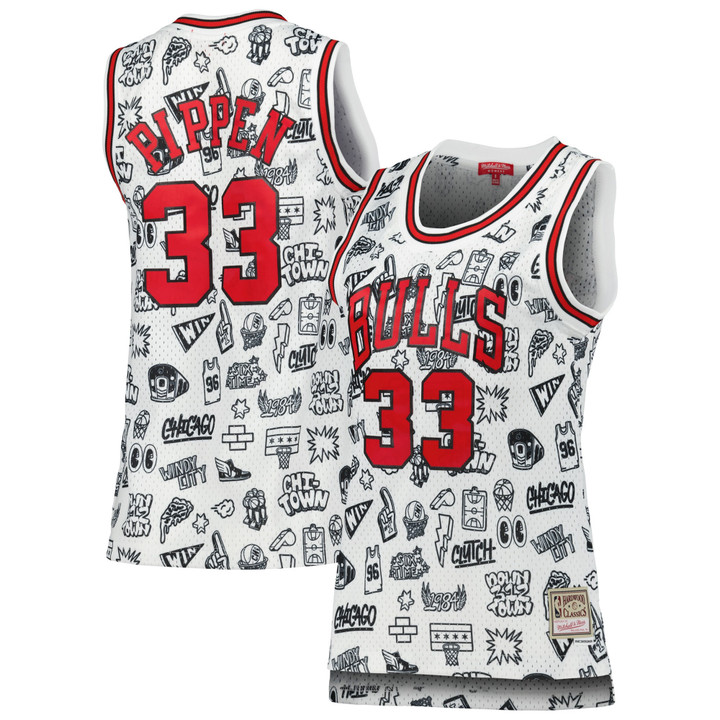 Scottie Pippen Chicago Bulls Mitchell & Ness Women's 1997 Doodle Swingman Jersey - White Nba