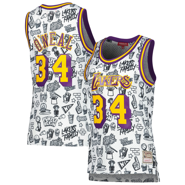 Shaquille O'neal Los Angeles Lakers Mitchell & Ness Women's 1996 Doodle Swingman Jersey - White Nba