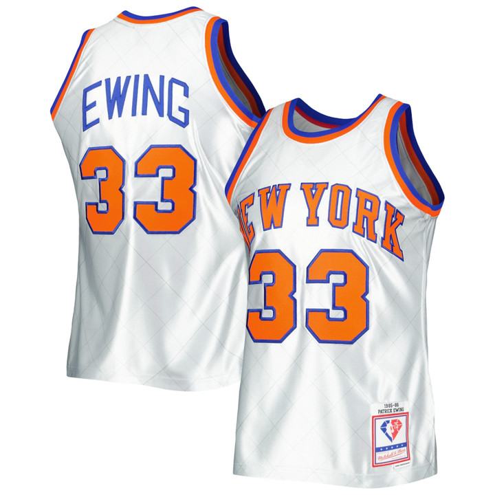 Patrick Ewing New York Knicks Mitchell & Ness 1985-86 Hardwood Classics 75Th Anniversary Swingman Jersey - Platinum Nba