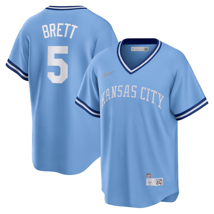 George Brett Kansas City Royals Nike Road Cooperstown Collection Player Jersey - Light Blue Mlb
