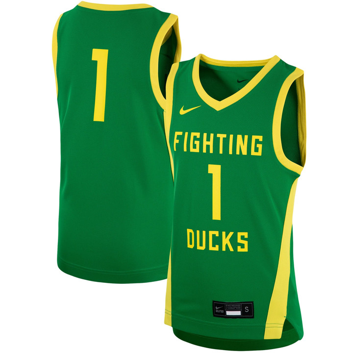 #1 Oregon Ducks Nike  Team Replica Basketball Jersey - Green Ncaa