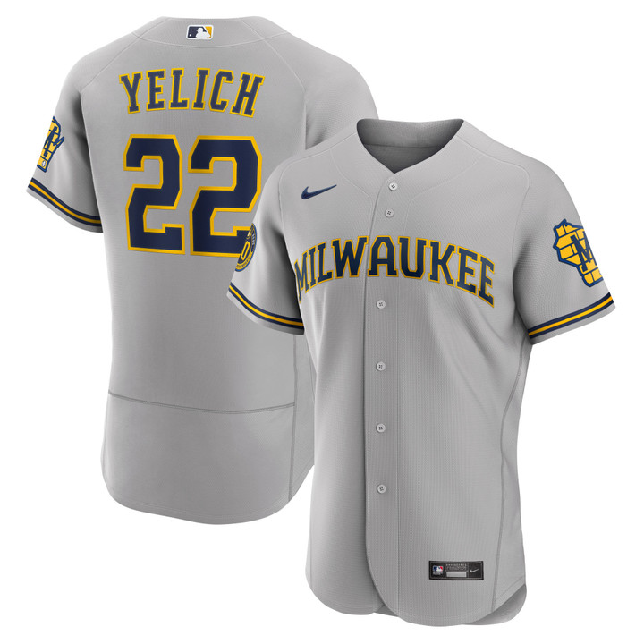 Christian Yelich Milwaukee Brewers Nike Road Authentic Player Jersey Gray Mlb