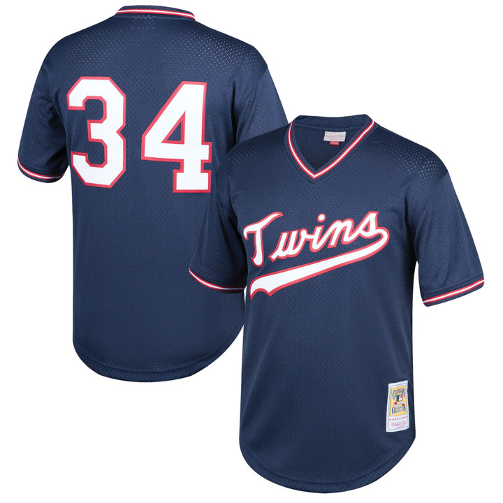 Kirby Puckett Minnesota Twins Mitchell & Ness  Cooperstown Collection Mesh Batting Practice Jersey - Navy Mlb