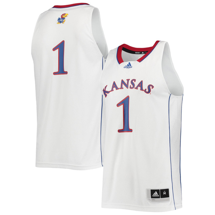 #1 Kansas Jayhawks Adidas Swingman Basketball Jersey - White Ncaa