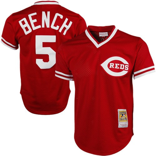 Johnny Bench Cincinnati Reds Mitchell & Ness 1983 Authentic Copperstown Collection Mesh Batting Practice Jersey - Red Mlb
