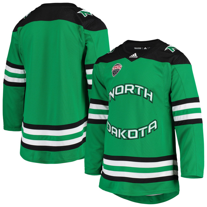 North Dakota Adidas Road Hockey Jersey - Kelly Green Ncaa