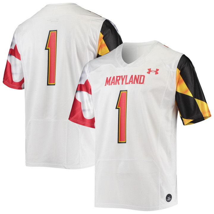 #1 Maryland Terrapins Under Armour Replica Player Jersey - White Ncaa