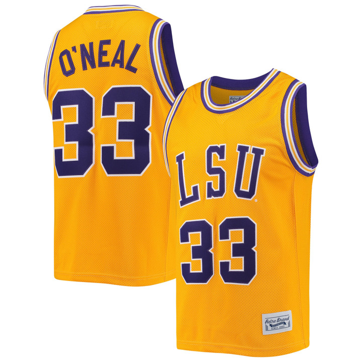 Shaquille O'neal Lsu Tigers Original Retro Brand Commemorative Classic Basketball Jersey - Gold Ncaa